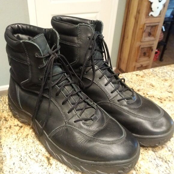 RARE OAKLEY SI BLACK LEATHER BOOTS Mens 14 Elite Special Forces Tactical Shoes - Picture 6 of 12
